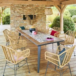 Ensemble table de jardin rectangulaire + 8 chaises LAMBADA Graphite