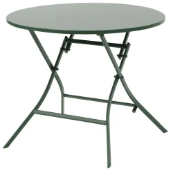 Ensemble table de jardin ronde + 4 chaises empilables GREENSBORO Vert Olive
