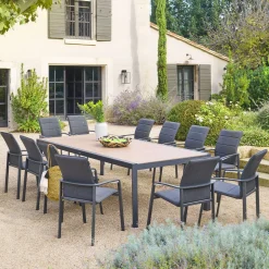 Ensemble table de jardin ÉVASION + 12 fauteuils DIESE Graphite