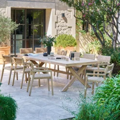 Ensemble table de jardin XENIA + 10 fauteuils TEMEIRA Eucalyptus