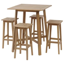Ensemble table haute de jardin + 4 tabourets TIWI Acacia