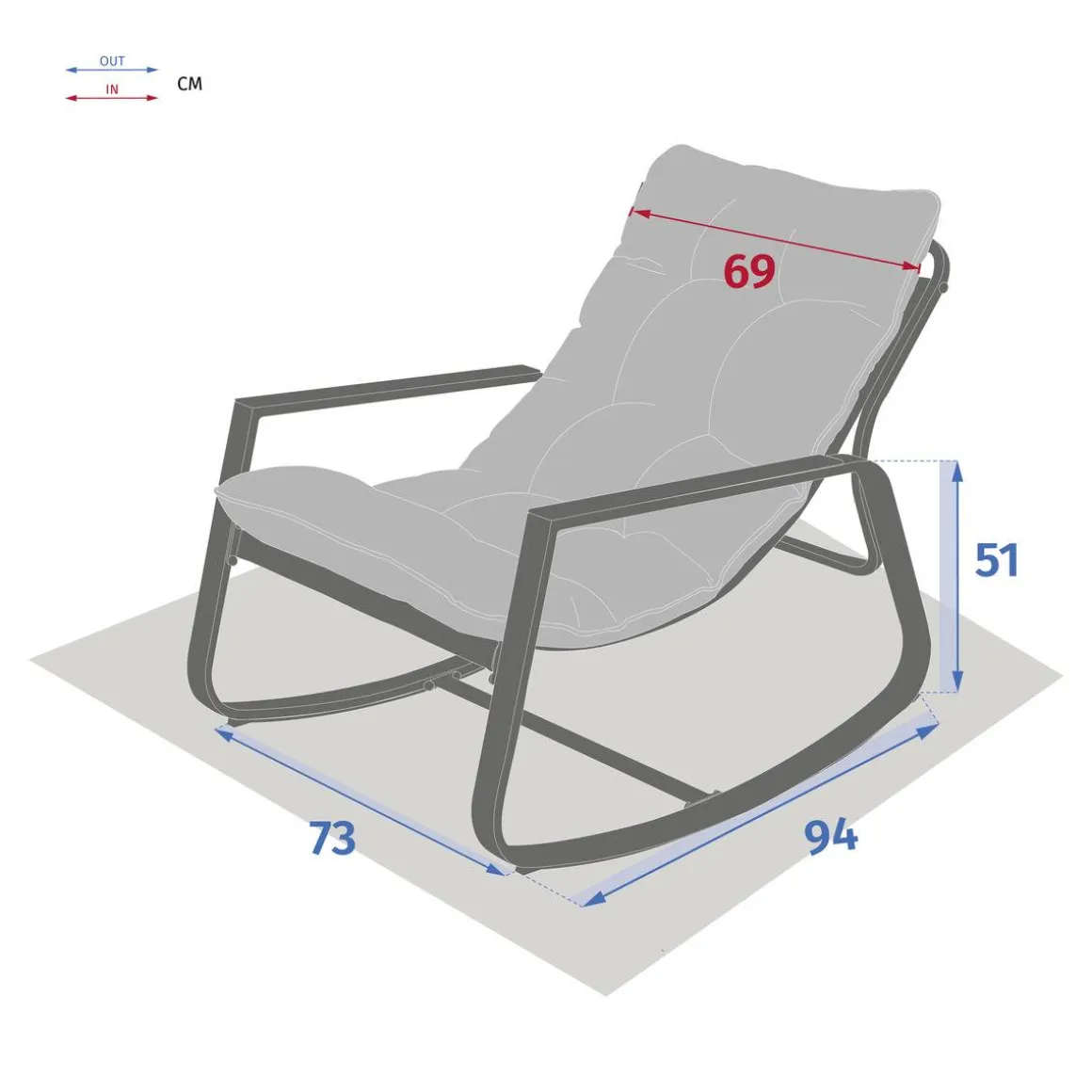 Fauteuil à bascule FELINIO Gris