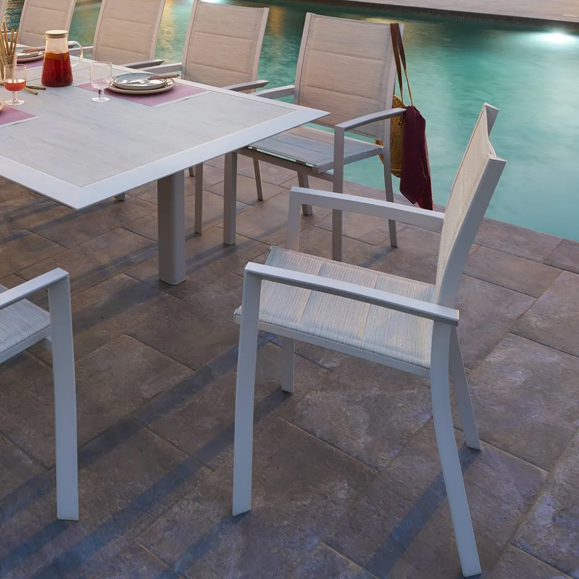 Fauteuil de jardin empilable ALLURE Beige & Avoine