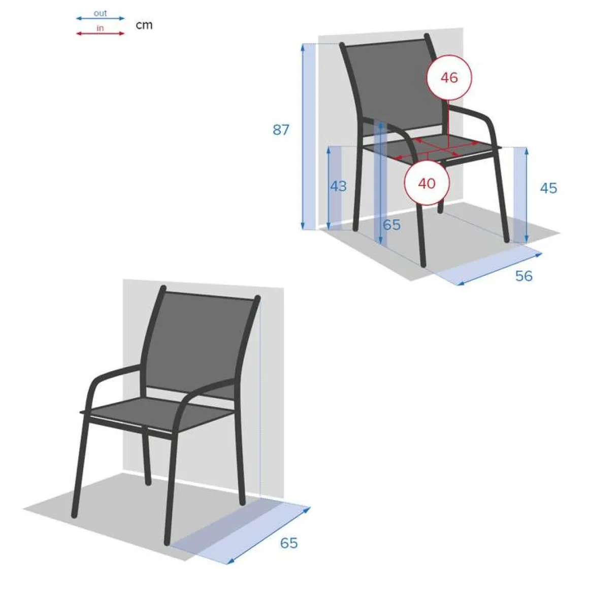 Fauteuil de jardin empilable PIAZZA Lin & Blanc