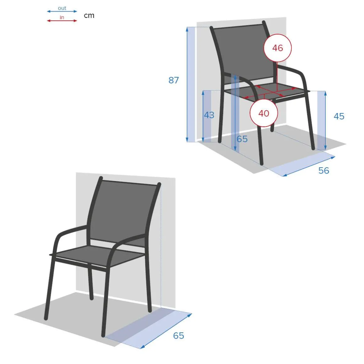 Fauteuil de jardin empilable PIAZZA Lin & Blanc