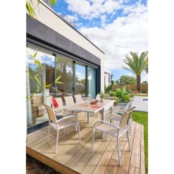 Fauteuil de jardin empilable PIAZZA Lin & Blanc