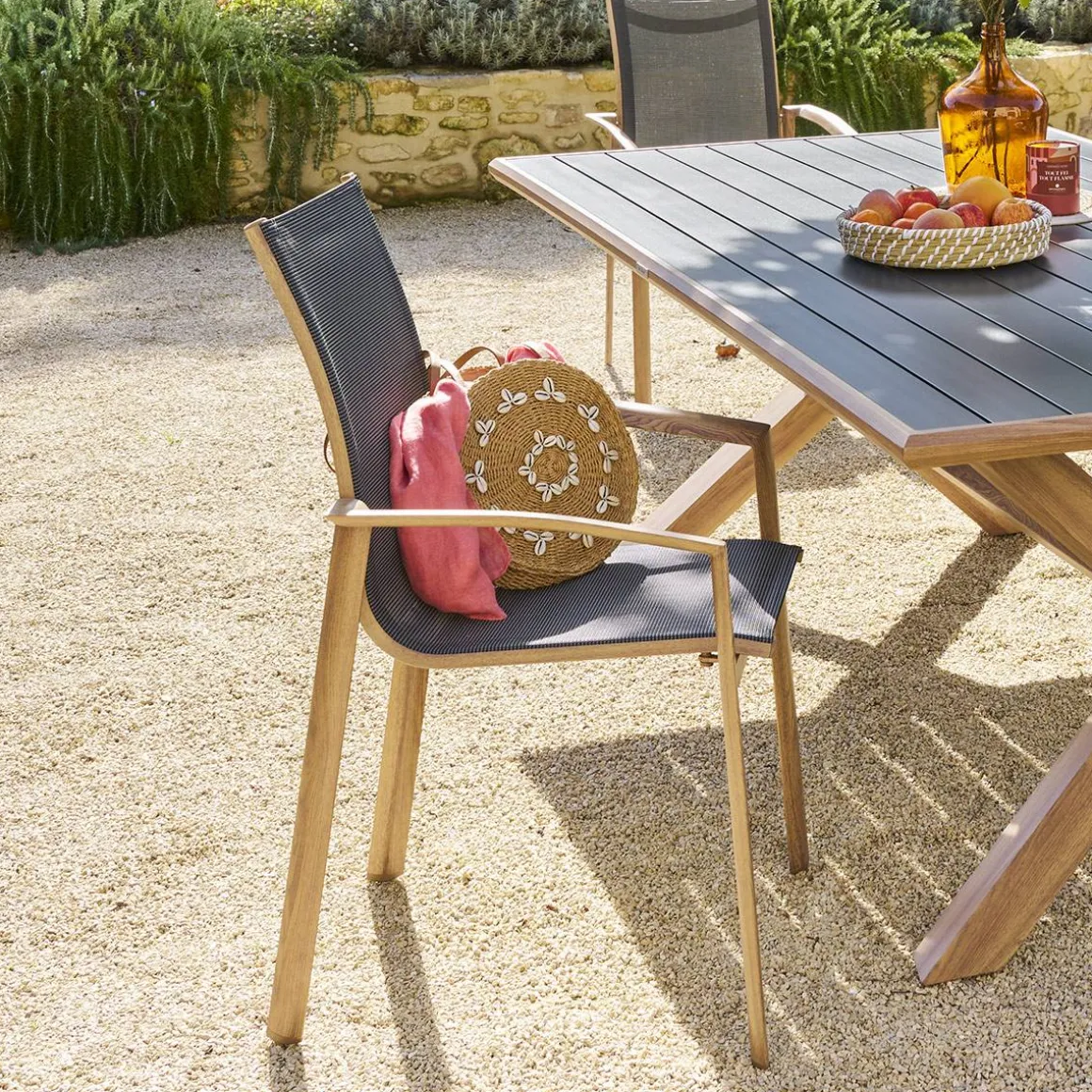 Fauteuil de jardin empilable AXANT Gris poivre / Honey