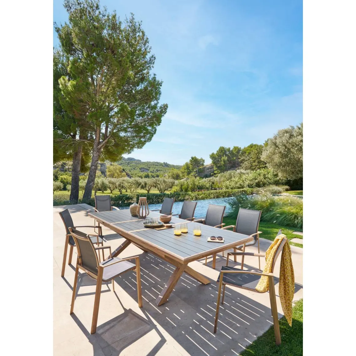 Fauteuil de jardin empilable AXANT Gris poivre / Honey