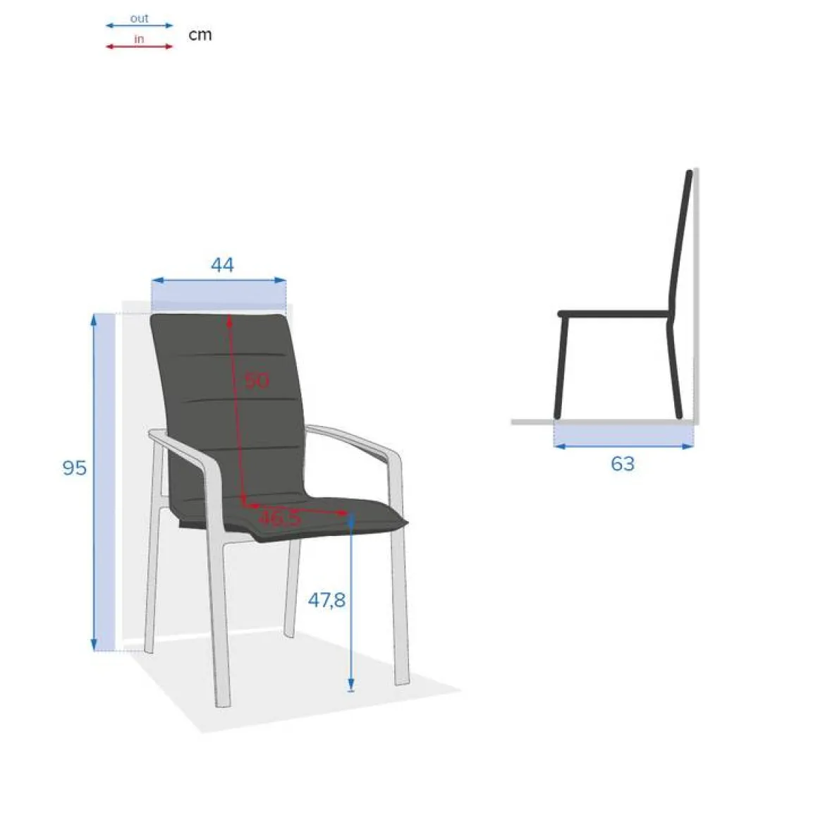 Fauteuil de jardin empilable DIESE Badiane & Blanc