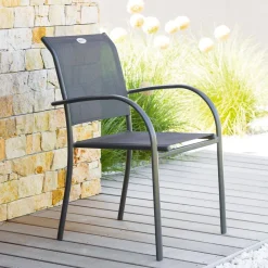 Fauteuil de jardin empilable PIAZZA Anthracite & Graphite
