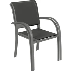 Fauteuil de jardin empilable PIAZZA Anthracite & Graphite
