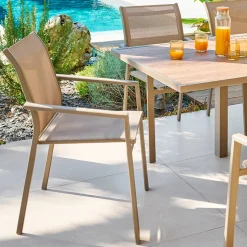 Fauteuil de jardin empilable ESSENTIA Noisette / Café