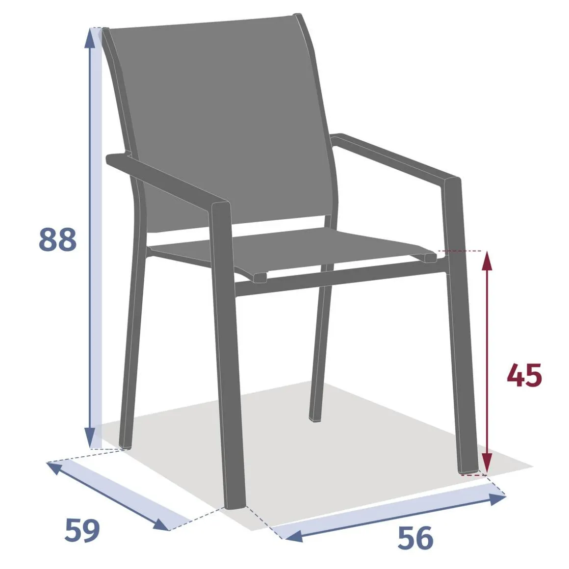 Fauteuil de jardin empilable ESSENTIA Anthracite / Graphite