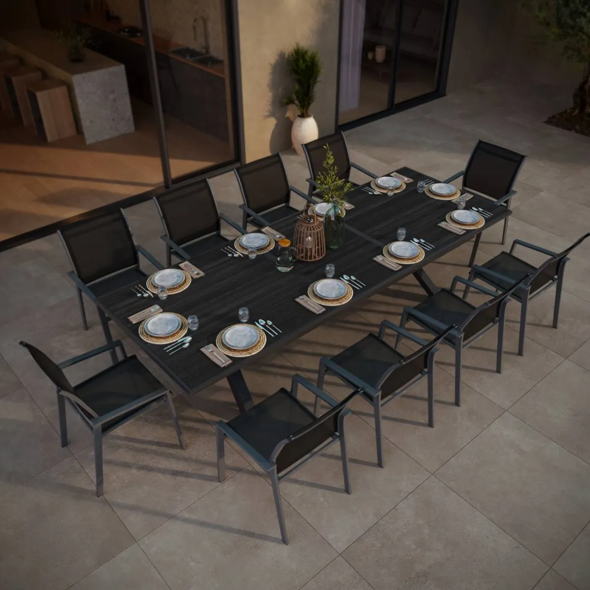 Fauteuil de jardin empilable ESSENTIA Anthracite / Graphite