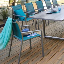 Fauteuil de jardin empilable ESSENTIA Bleu canard / Graphite