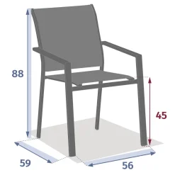 Fauteuil de jardin empilable ESSENTIA Bleu canard / Graphite