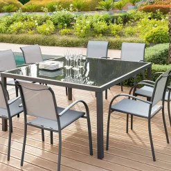 Fauteuil de jardin empilable PIAZZA Galet & Graphite