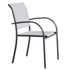 Fauteuil de jardin empilable PIAZZA Galet & Graphite