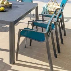 Fauteuil de jardin empilable AXANT Bleu canard / Graphite