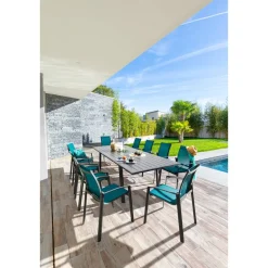 Fauteuil de jardin empilable AXANT Bleu canard / Graphite