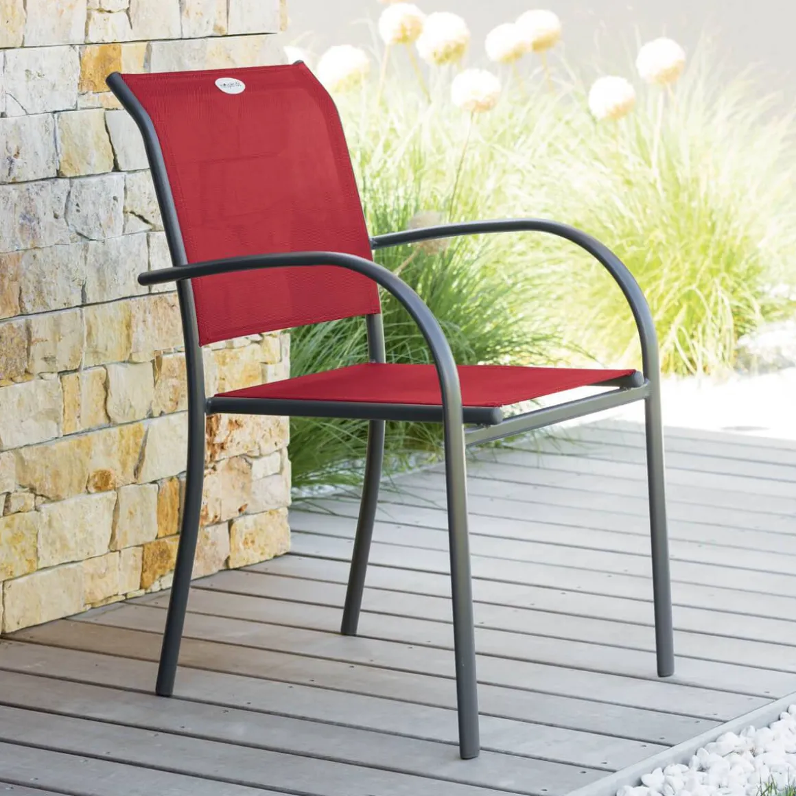 Fauteuil de jardin empilable PIAZZA Grenade & Graphite