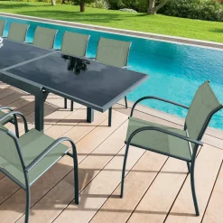Fauteuil de jardin empilable PIAZZA Vert olive & Graphite