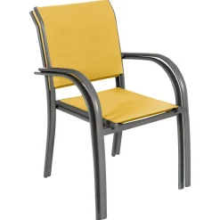Fauteuil de jardin empilable PIAZZA Jaune moutarde & Graphite