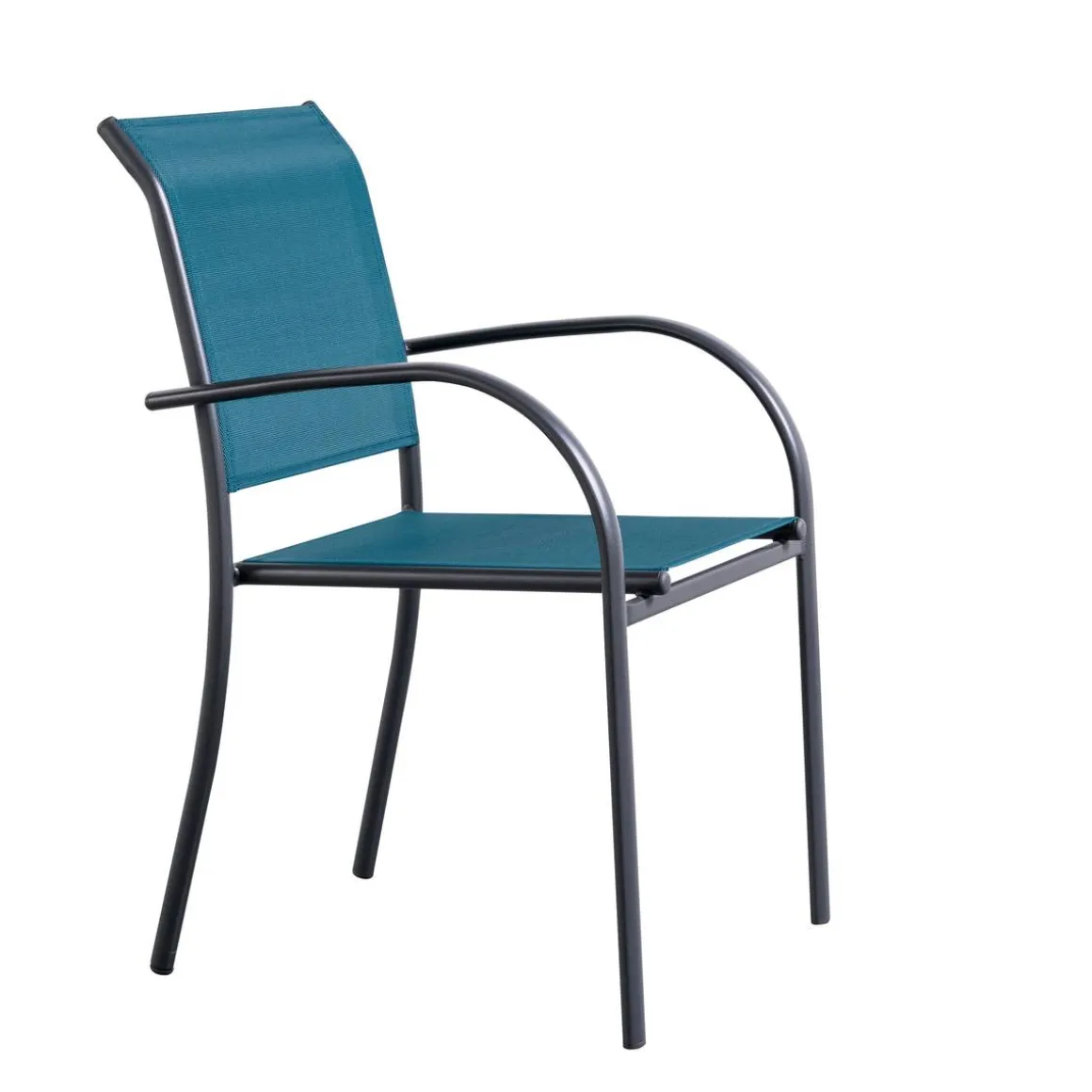 Fauteuil de jardin empilable PIAZZA Bleu canard & Graphite