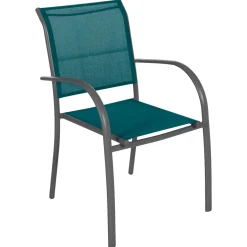 Fauteuil de jardin empilable PIAZZA Bleu canard & Graphite