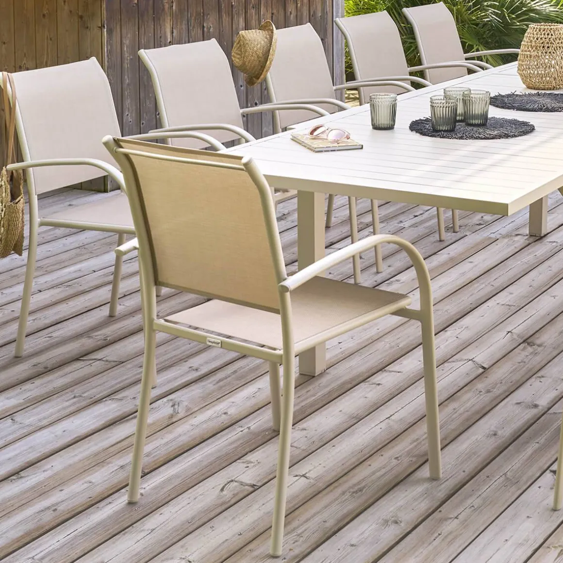 Fauteuil de jardin empilable PIAZZA Lin & Argile