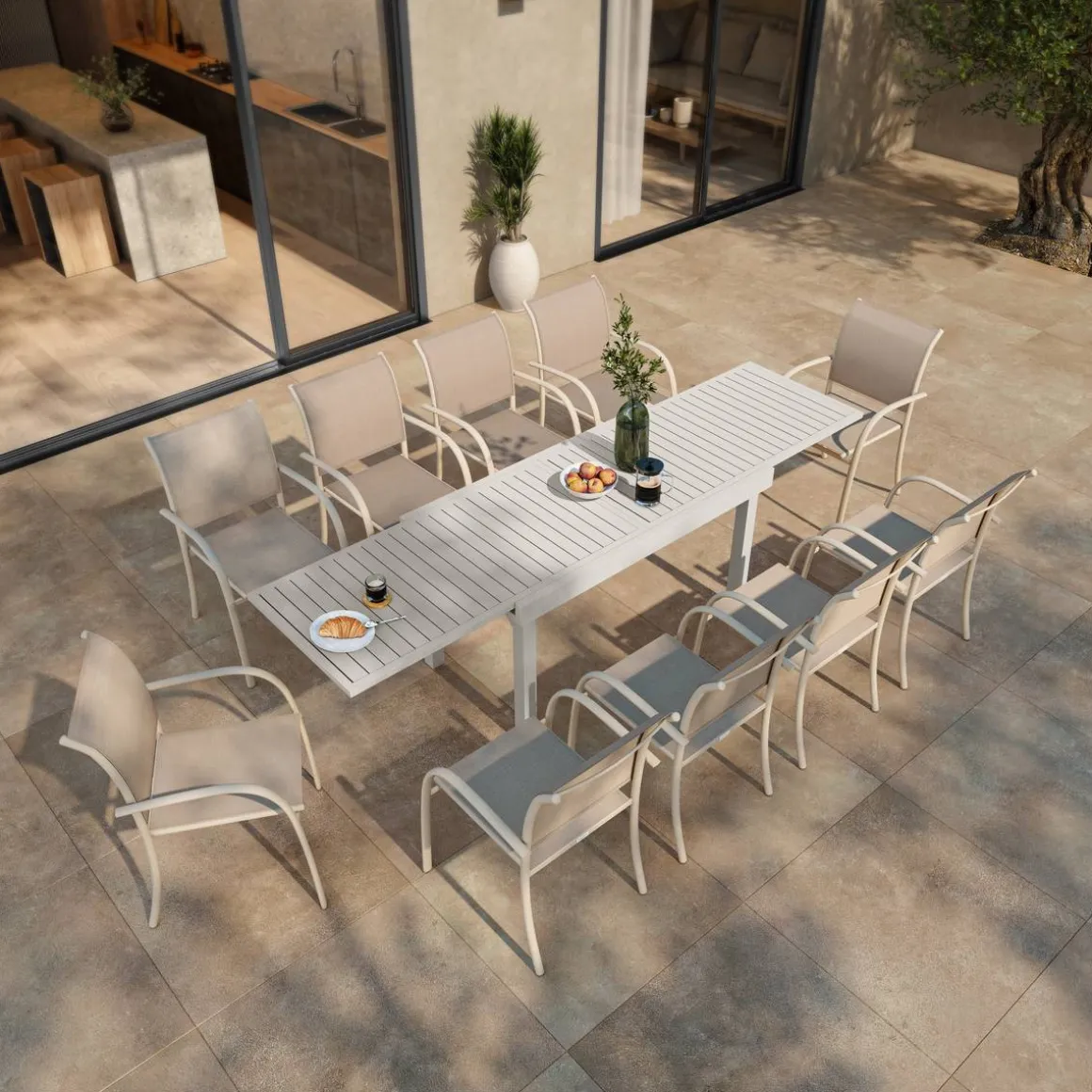 Fauteuil de jardin empilable PIAZZA Lin & Argile