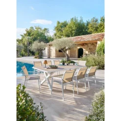 Fauteuil de jardin empilable ESSENTIA Lin / Blanc