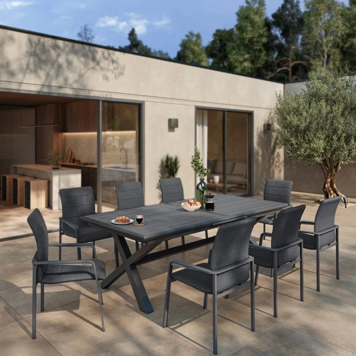 Fauteuil de jardin empilable DIESE Anthracite & Graphite