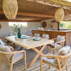 Fauteuil de jardin PAPOUASIE Taupe & Acacia