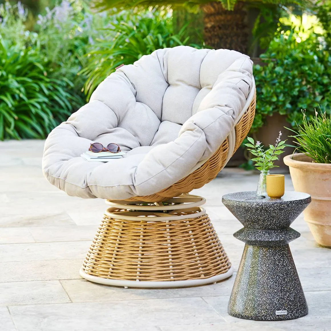 Fauteuil de jardin rotatif NYMELY Beige