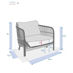 Fauteuil de salon de jardin DEONA Taupe & Acacia