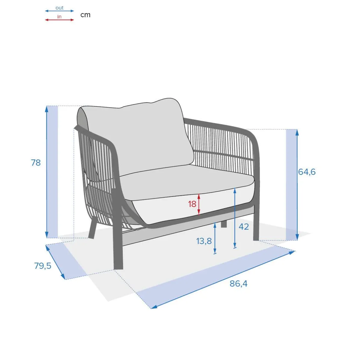 Fauteuil de salon de jardin DEONA Taupe & Acacia