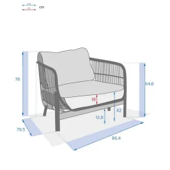 Fauteuil de salon de jardin DEONA Taupe & Acacia