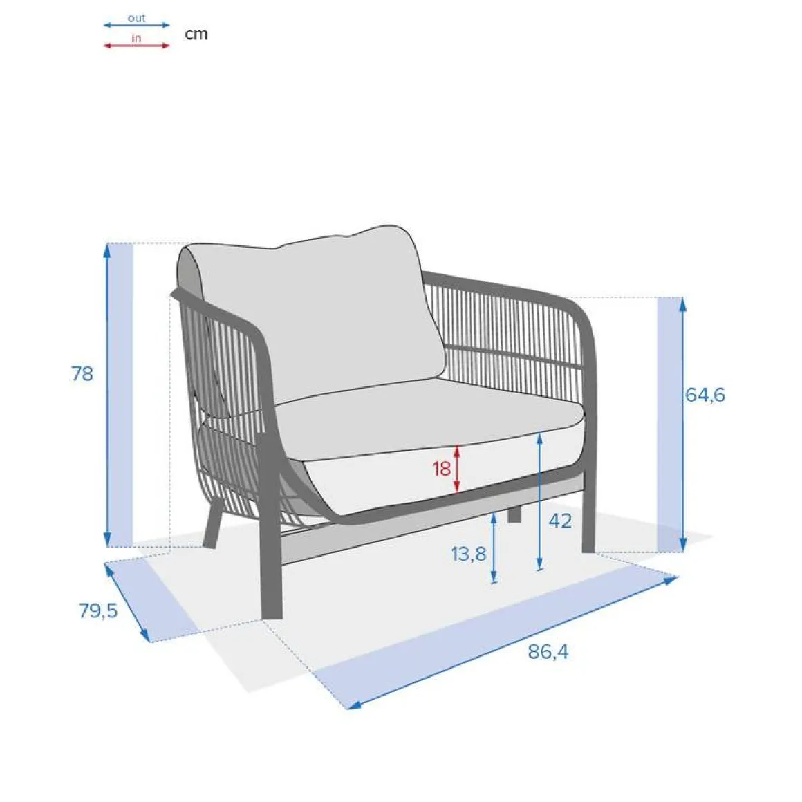 Fauteuil de salon de jardin DEONA Taupe & Acacia