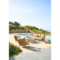 Fauteuil de salon de jardin DEONA Taupe & Acacia