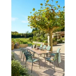 Fauteuil de salon de jardin empilable ESSENTIA Vert olive / Graphite