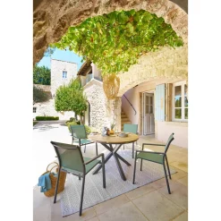 Fauteuil de salon de jardin empilable ESSENTIA Vert olive / Graphite