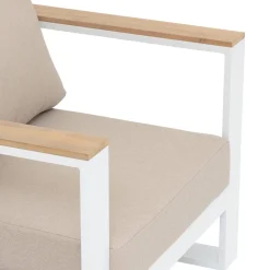 Fauteuil de salon de jardin EMPERIA Beige zébrano, Blanc & Acacia