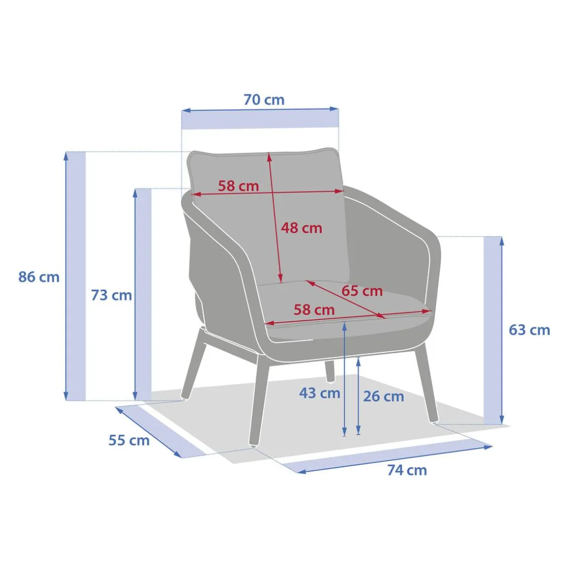 Fauteuil de salon de jardin ORISSA Vert olive