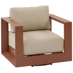 Fauteuil de salon de jardin rotatif ALLURE Beige / Acajou