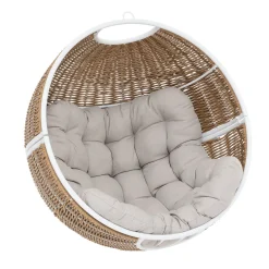 Fauteuil oeuf suspendu ORBIANA Taupe & Blanc + 1 pied réglable PANAO