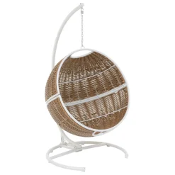 Fauteuil oeuf suspendu ORBIANA Taupe & Blanc
