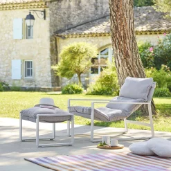 Fauteuil relax de jardin LAMBINIO Blanc & Gris clair