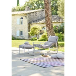 Fauteuil relax de jardin LAMBINIO Blanc & Gris clair