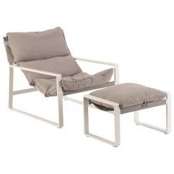 Fauteuil relax de jardin LAMBINIO Blanc & Gris clair